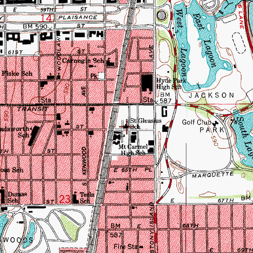 Topographic Map of Saint Gelasius Elementary School (historical), IL