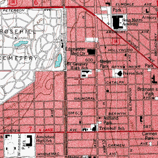 Topographic Map of Saint Gregory Preschool, IL