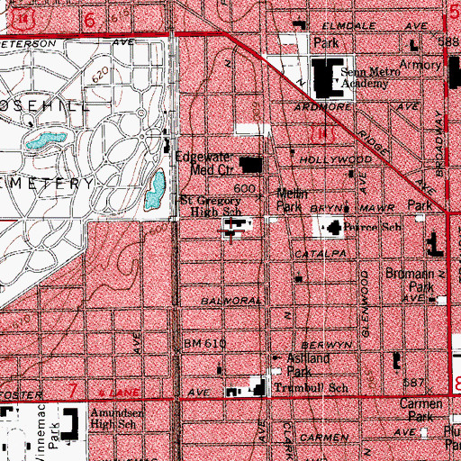 Topographic Map of Saint Gregory Roman Catholic Church, IL