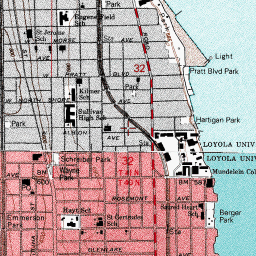 Topographic Map of Saint Ignatius Grammar School, IL
