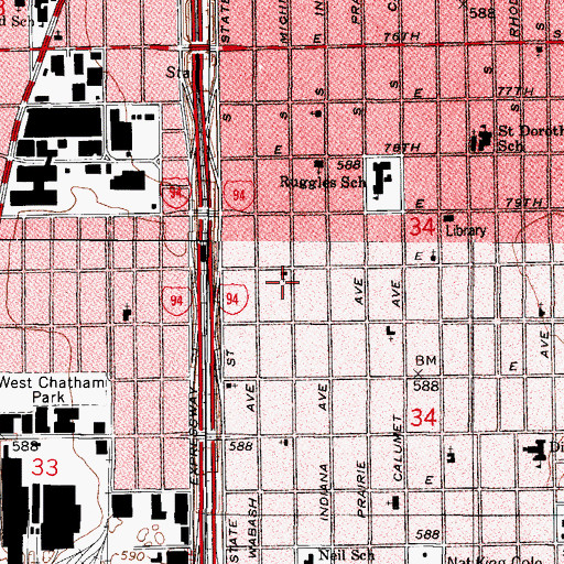 Topographic Map of Saint James Evangelical Lutheran Church, IL