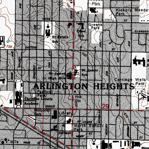Topographic Map of Saint James Junior High School, IL