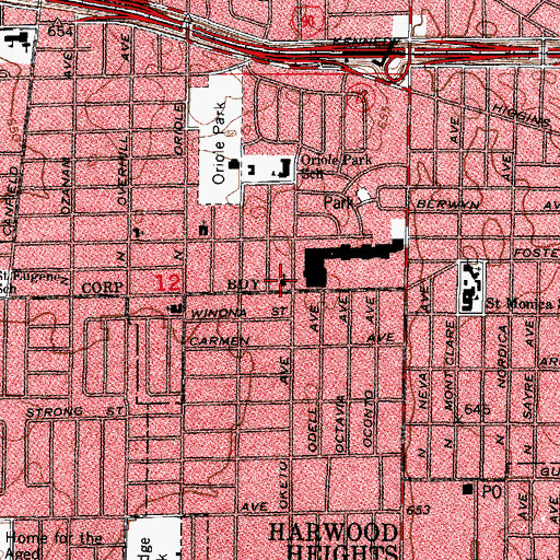 Topographic Map of Saint James Lutheran Church, IL