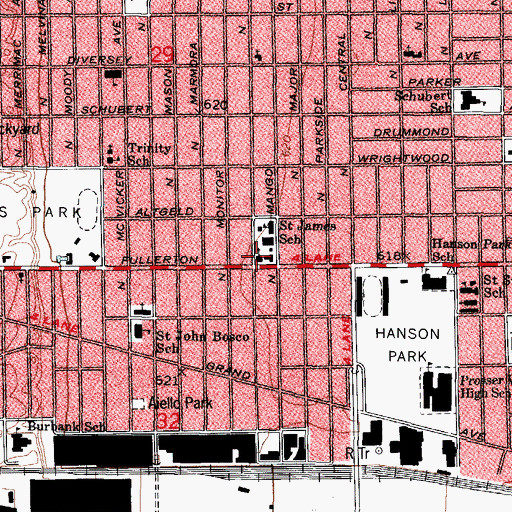 Topographic Map of Saint James Roman Catholic Church, IL