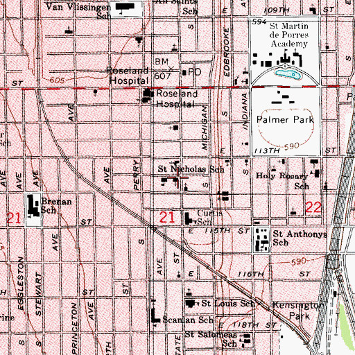 Topographic Map of Saint James Temple Church of God, IL