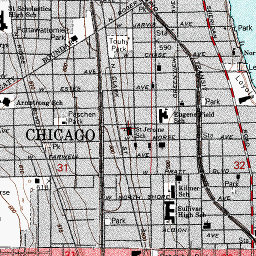 Topographic Map of Saint Jerome Roman Catholic Church, IL