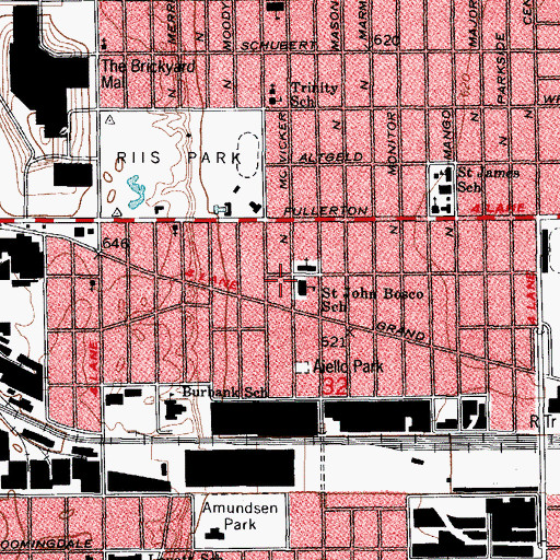 Topographic Map of Saint John Bosco Roman Catholic Church, IL