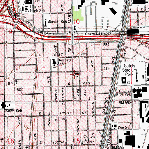 Topographic Map of Saint John De La Salle Roman Catholic Church, IL