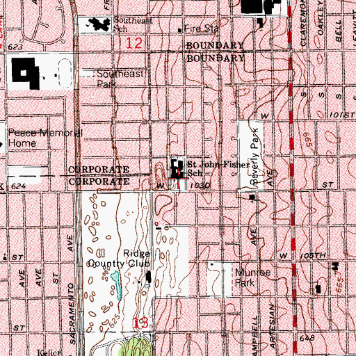 Topographic Map of Saint John Fisher Roman Catholic Church, IL