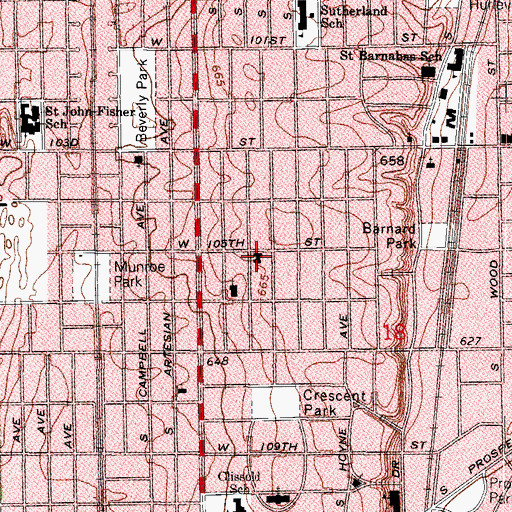 Topographic Map of Saint John the Divine Lutheran Church, IL