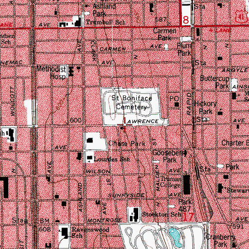 Topographic Map of Saint John Assyrian American Apostolic Church, IL