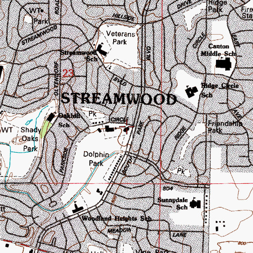 Topographic Map of Saint Johns Catholic Church, IL