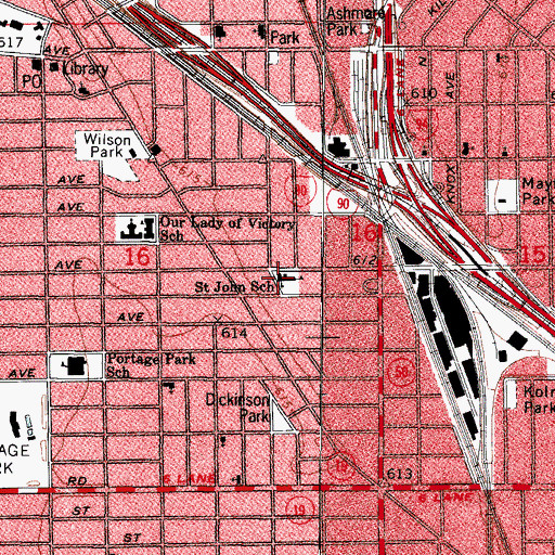 Topographic Map of Saint Johns Lutheran Church Parish Hall, IL