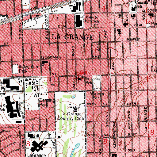 Topographic Map of Saint Johns School, IL