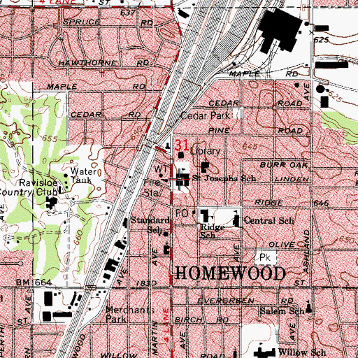Topographic Map of Saint Joseph Roman Catholic Church, IL
