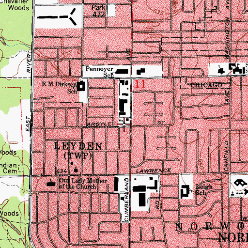 Topographic Map of Saint Joseph Ukrainian Catholic Church, IL