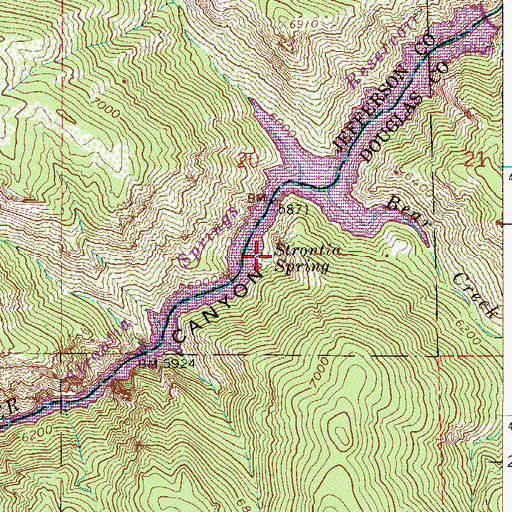 Topographic Map of Strontia Spring, CO