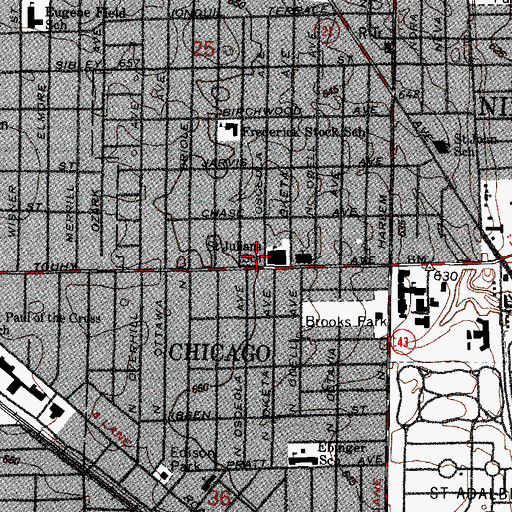 Topographic Map of Saint Juliana Convent, IL