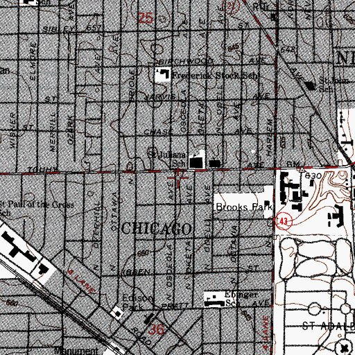 Topographic Map of Saint Juliana Rectory, IL