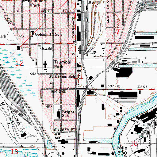 Topographic Map of Saint Kevins Roman Catholic Church, IL