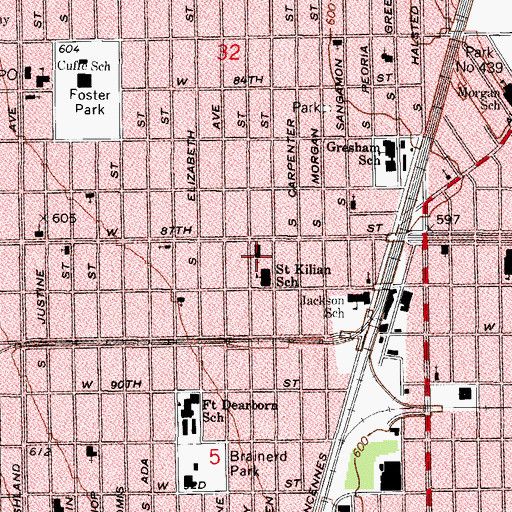 Topographic Map of Saint Kilian Roman Catholic Church, IL