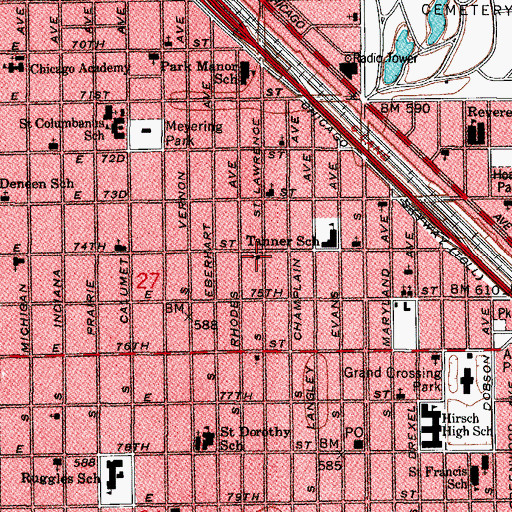 Topographic Map of Saint Lawrence Church of God and Christ, IL