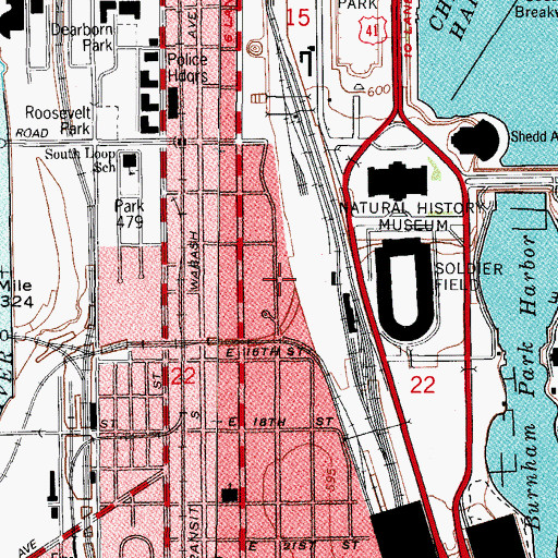 Topographic Map of Saint Lukes Hospital (historical), IL