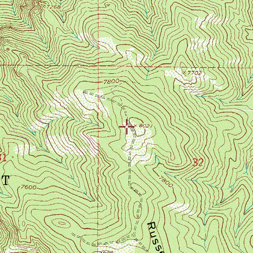Topographic Map of Russell Ridge, CO