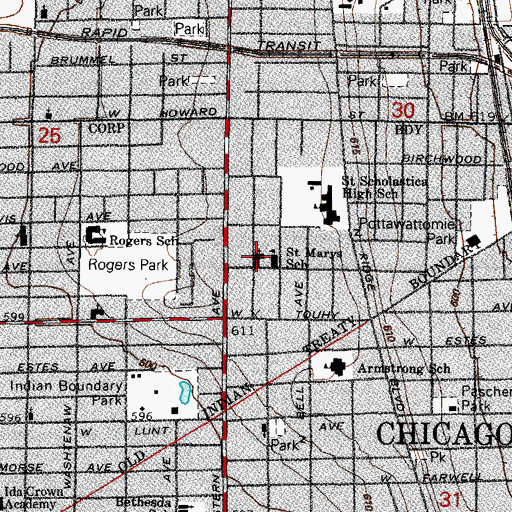Topographic Map of Saint Margaret Marys Roman Catholic Church, IL