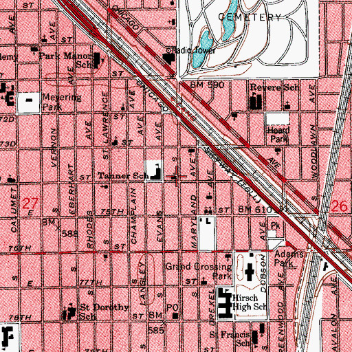 Topographic Map of Saint Mark African Methodist Episcopal Zion Church, IL
