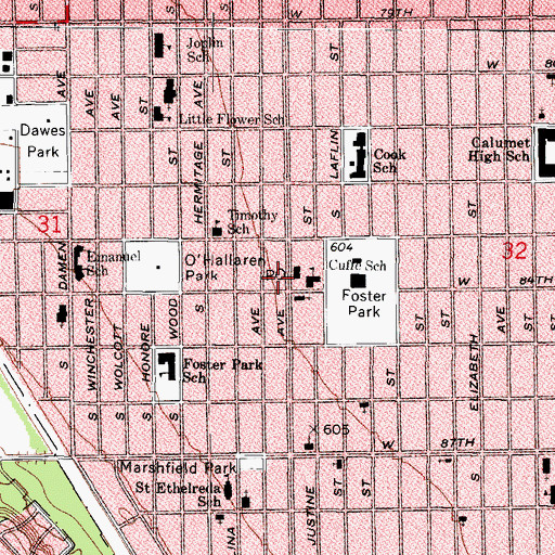 Topographic Map of Saint Mark Pentecostal Church of Holiness, IL