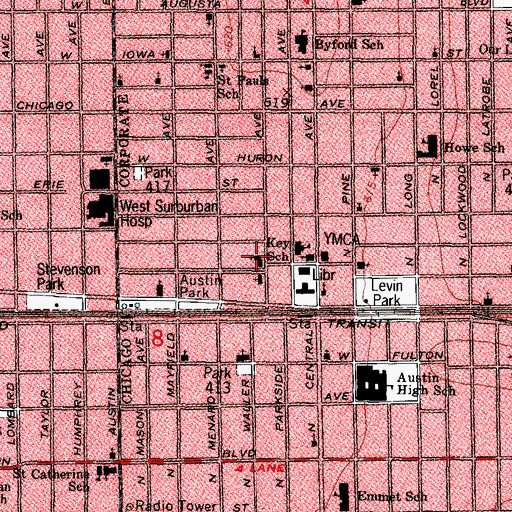 Topographic Map of Saint Martins Episcopal Church, IL