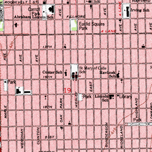 Topographic Map of Saint Mary of Celle School, IL