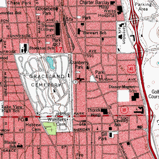 Topographic Map of Saint Mary of the Lake Roman Catholic Church, IL