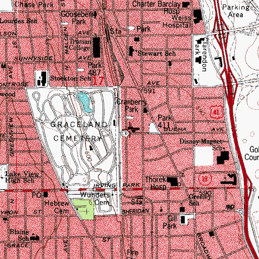 Topographic Map of Saint Mary of the Lake School, IL