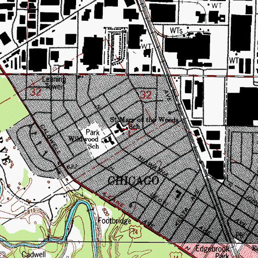 Topographic Map of Saint Mary of the Woods Rectory, IL