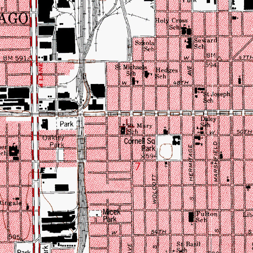 Topographic Map of Saint Marys Byzantine Catholic Church, IL