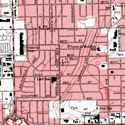 Topographic Map of Saint Marys Church, IL