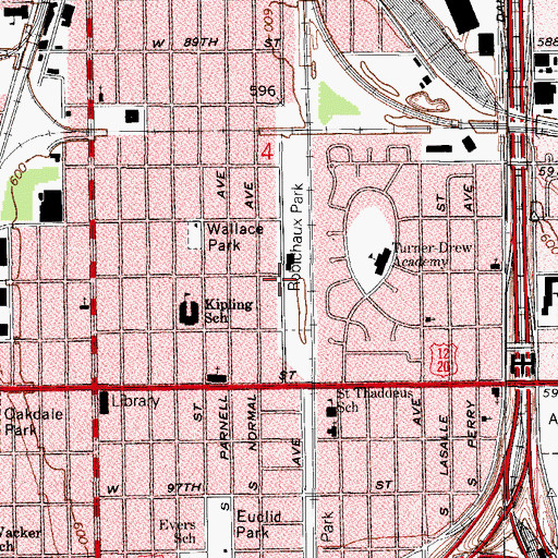 Topographic Map of Saint Matthew-Gordon African Methodist Episcopal Zion Church, IL