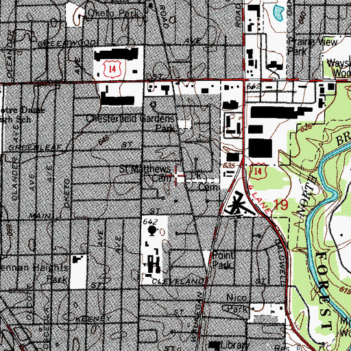 Topographic Map of Saint Matthews Cemetery, IL