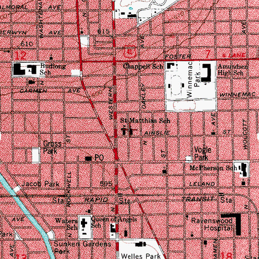 Topographic Map of Saint Matthias Catholic Church, IL
