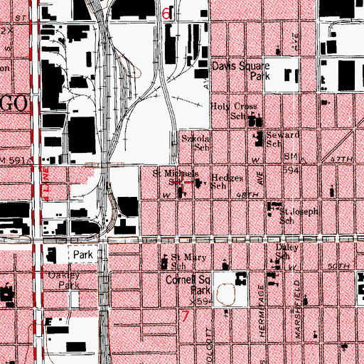 Topographic Map of Saint Michael Music School, IL