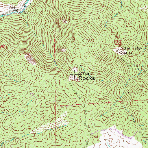 Topographic Map of Chair Rocks, CO