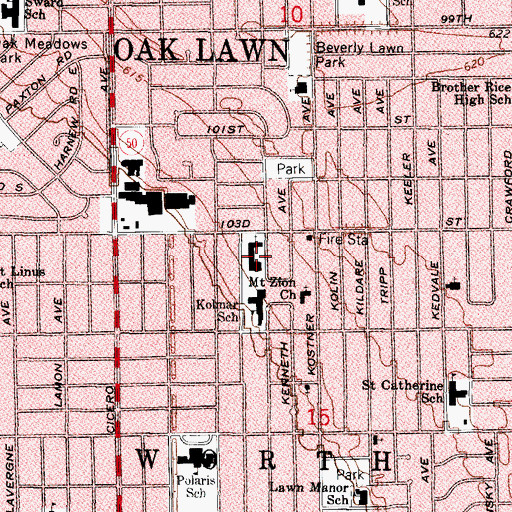 Topographic Map of Saint Nicholas Hellenic Orthodox Church, IL