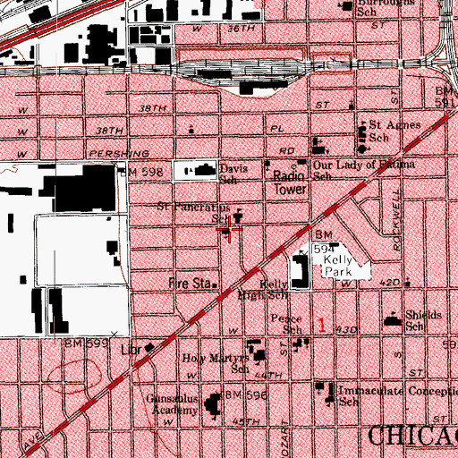 Topographic Map of Saint Pancratius Roman Catholic Church, IL
