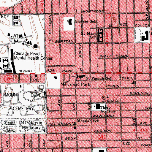 Topographic Map of Saint Pascal Roman Catholic Church, IL