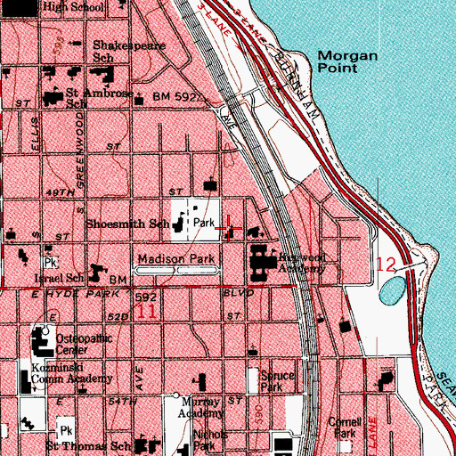 Topographic Map of Saint Paul and the Redeemer Episcopal Church, IL