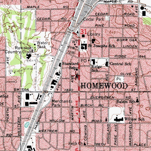 Topographic Map of Saint Paul Community Church, IL