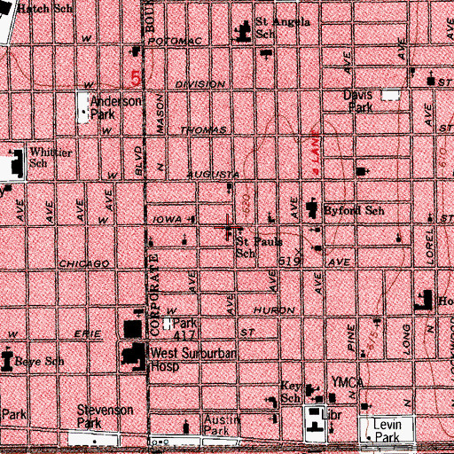 Topographic Map of Saint Paul Evangelical Lutheran Church, IL