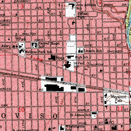 Topographic Map of Saint Paul Lutheran Church, IL